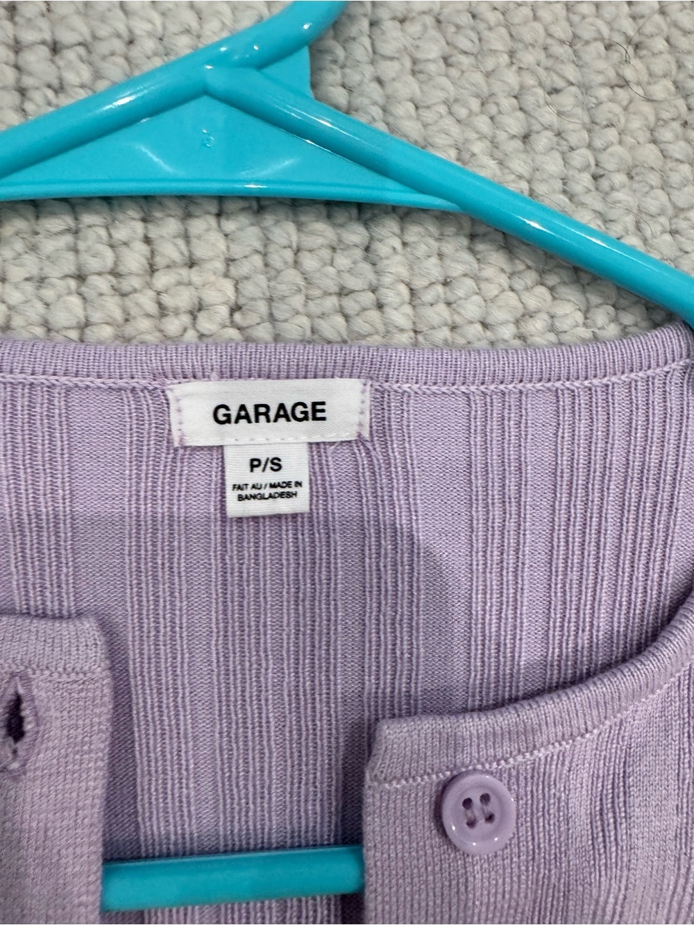 Garage Lavender Ribbed Button-Up Crop Sweater - Picture 3 of 3